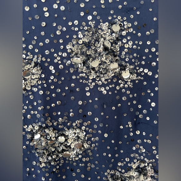 BADGLEY MISCHKA Cocktail Dress | Navy+Silver | US0 (NWOT) - Picture 9 of 10